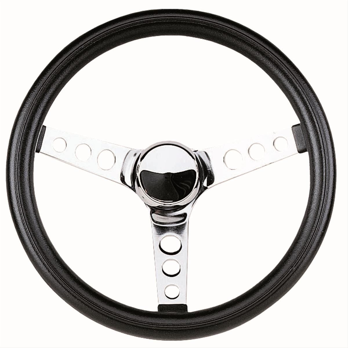 Classic Foam Steering Wheel, Black, Chrome Spokes, 13.5 Inch