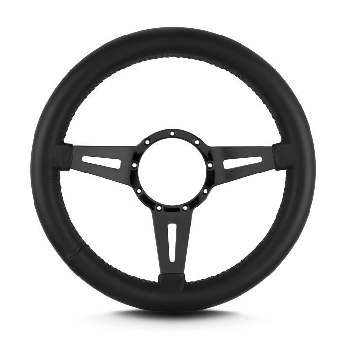 Mark 4 Elegante Steering Wheel, Black Center, Thick Grip, Black Leather