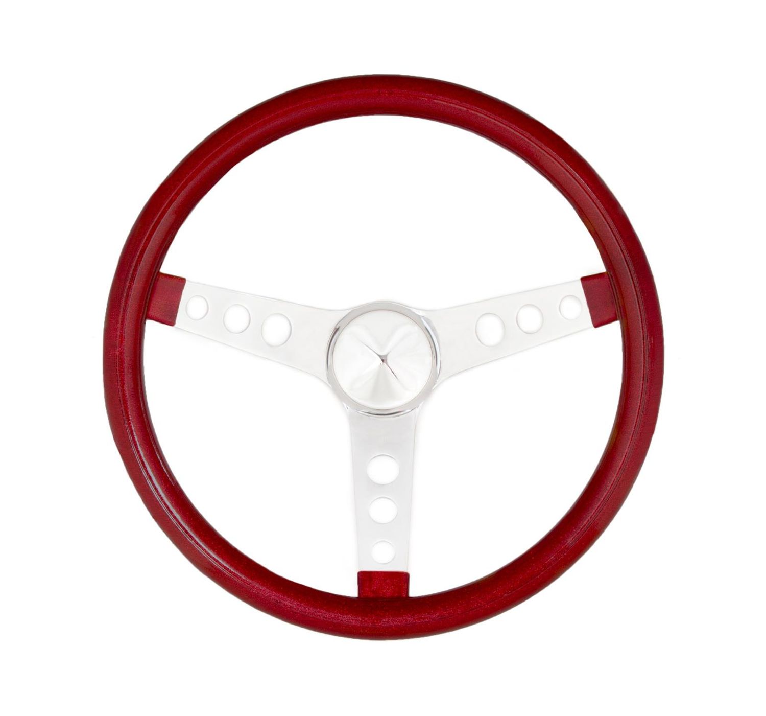 Metal Flake Steering Wheel, Red, 3-Spoke, 15 Inch
