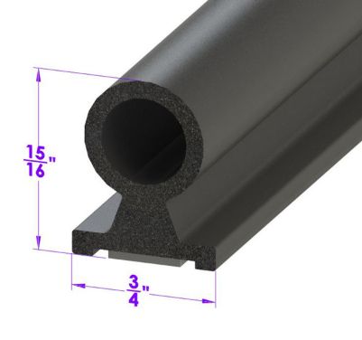 Adhesive Backed Bulb Weatherstripping, 7/8" W x 3/4" T