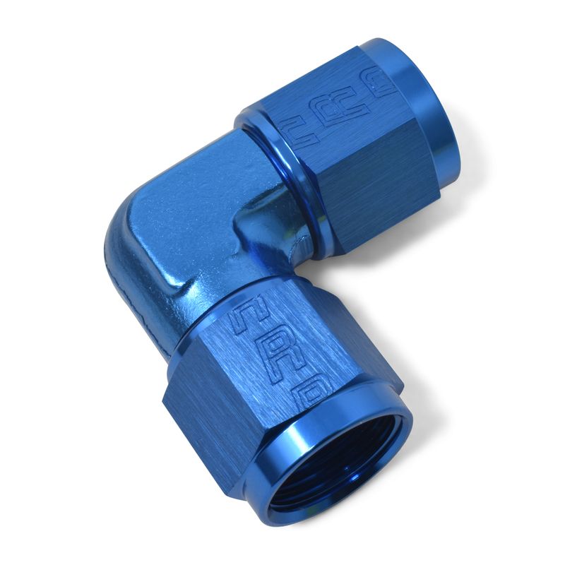 6AN to 6AN Flare Female 90 Degree Low Profile Adapter Fitting – Blue Finish