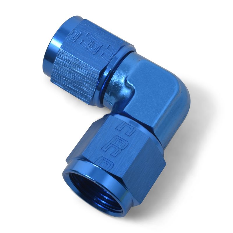 6AN to 6AN Flare Female 90 Degree Low Profile Adapter Fitting – Blue Finish