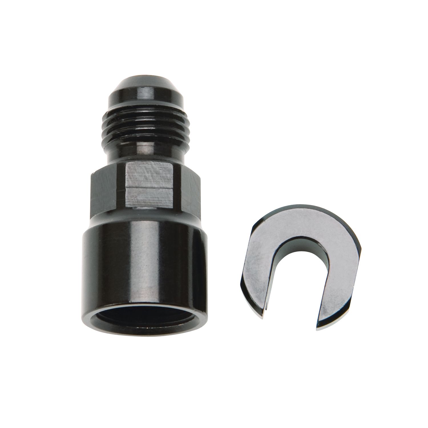 6AN Male x 5/16" SAE Quick-Disconnect Female Threaded Cap Fitting – Black Finish