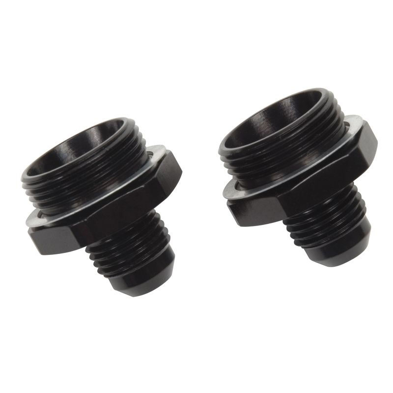 6AN Holley Dual Feed 750 to Dominator 1350 Carburetor Fitting – Black Finish – Pair