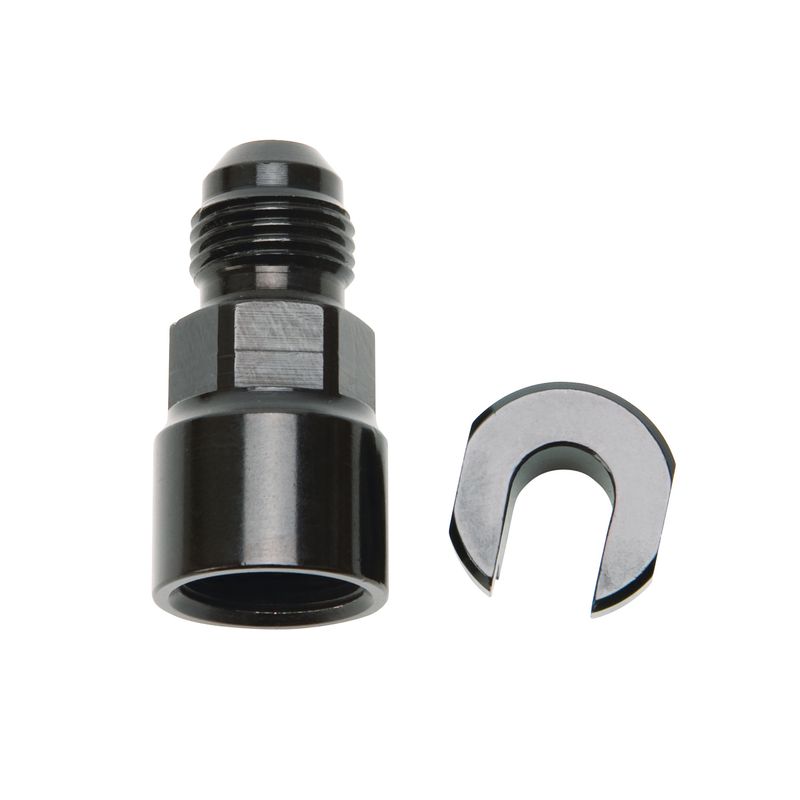 6AN Male x 3/8" SAE Quick-Disconnect Female Threaded Cap Fitting – Black Finish