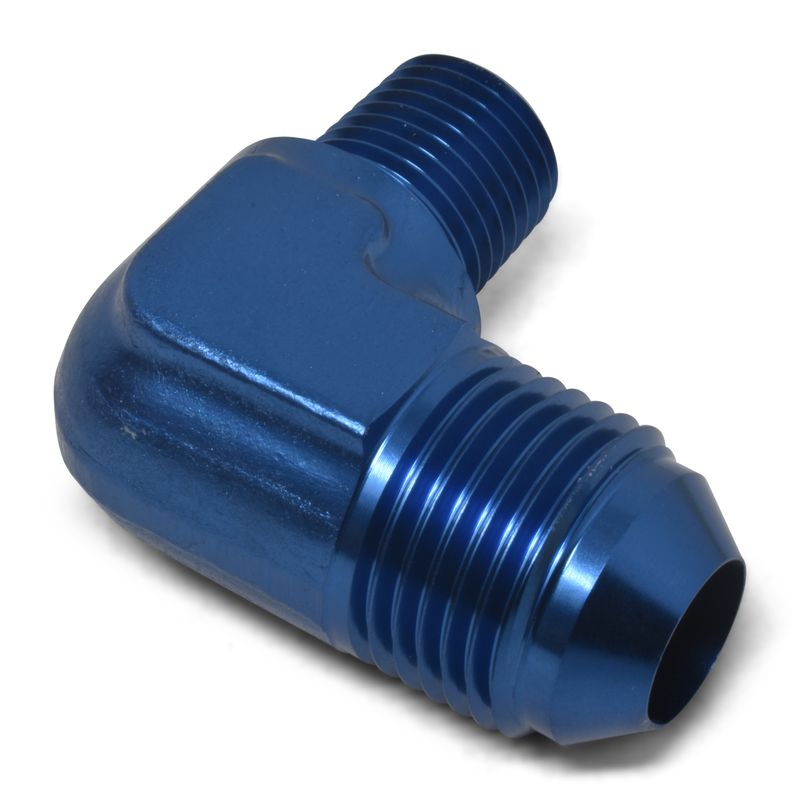 6AN 90 Degree Flare to 1/4" Pipe Adapter Fitting – Blue Finish