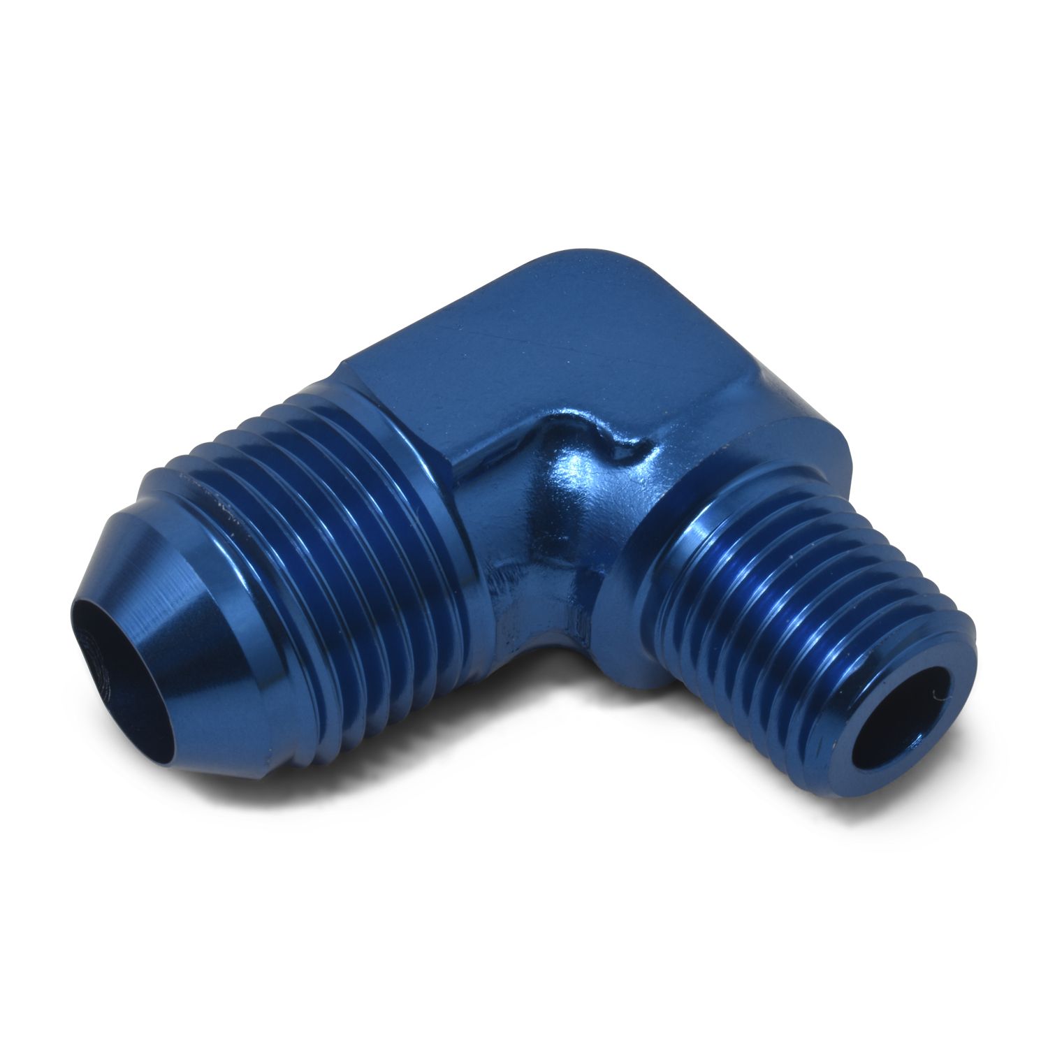 6AN 90 Degree Flare to 1/4" Pipe Adapter Fitting – Blue Finish