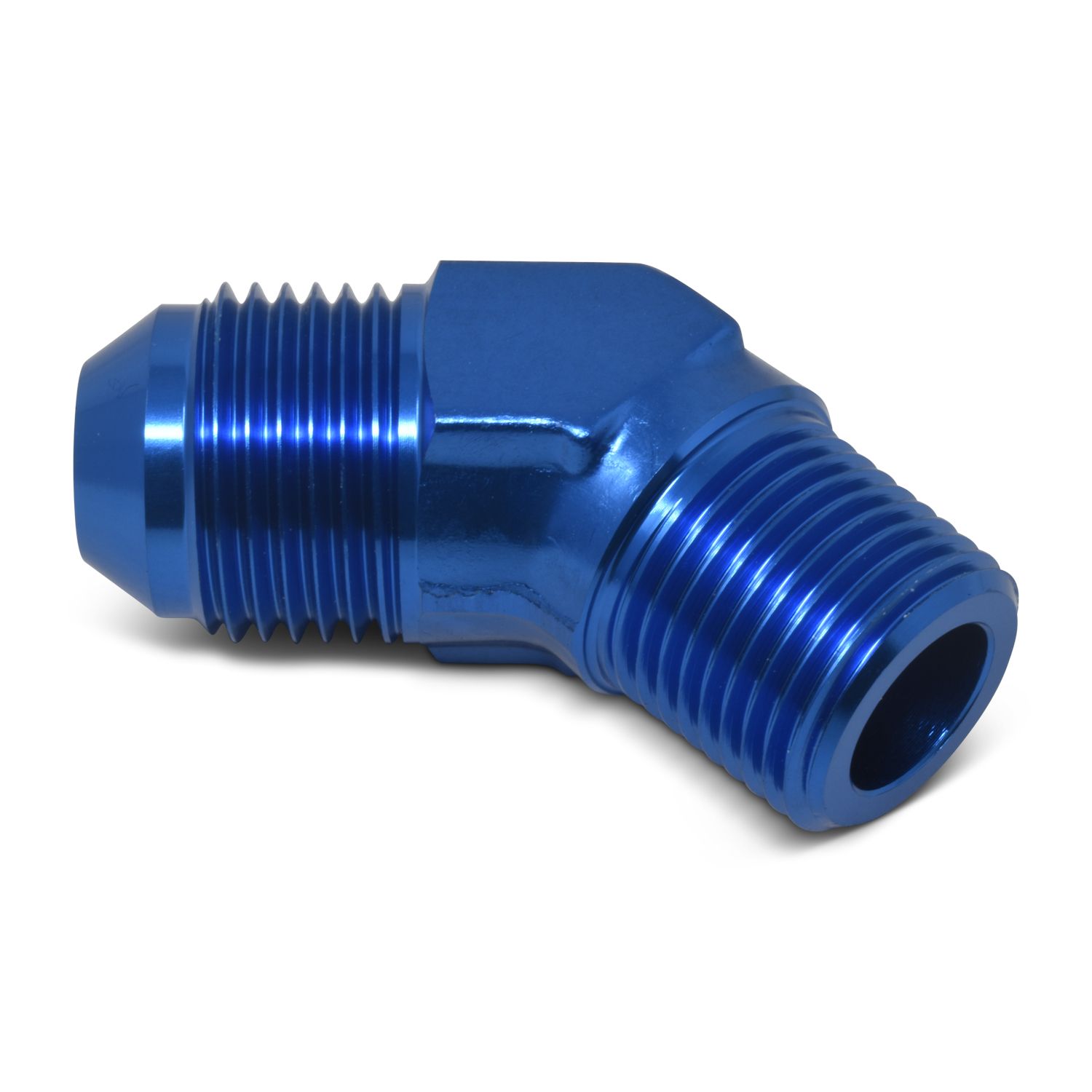 6AN 45 Degree Flare to 1/4" Pipe Adapter Fitting – Blue Finish