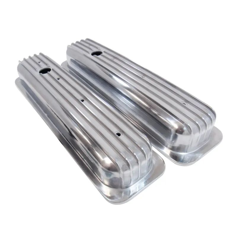 Small Block Chevy Finned Aluminum Center Pull Short Valve Covers – Polished