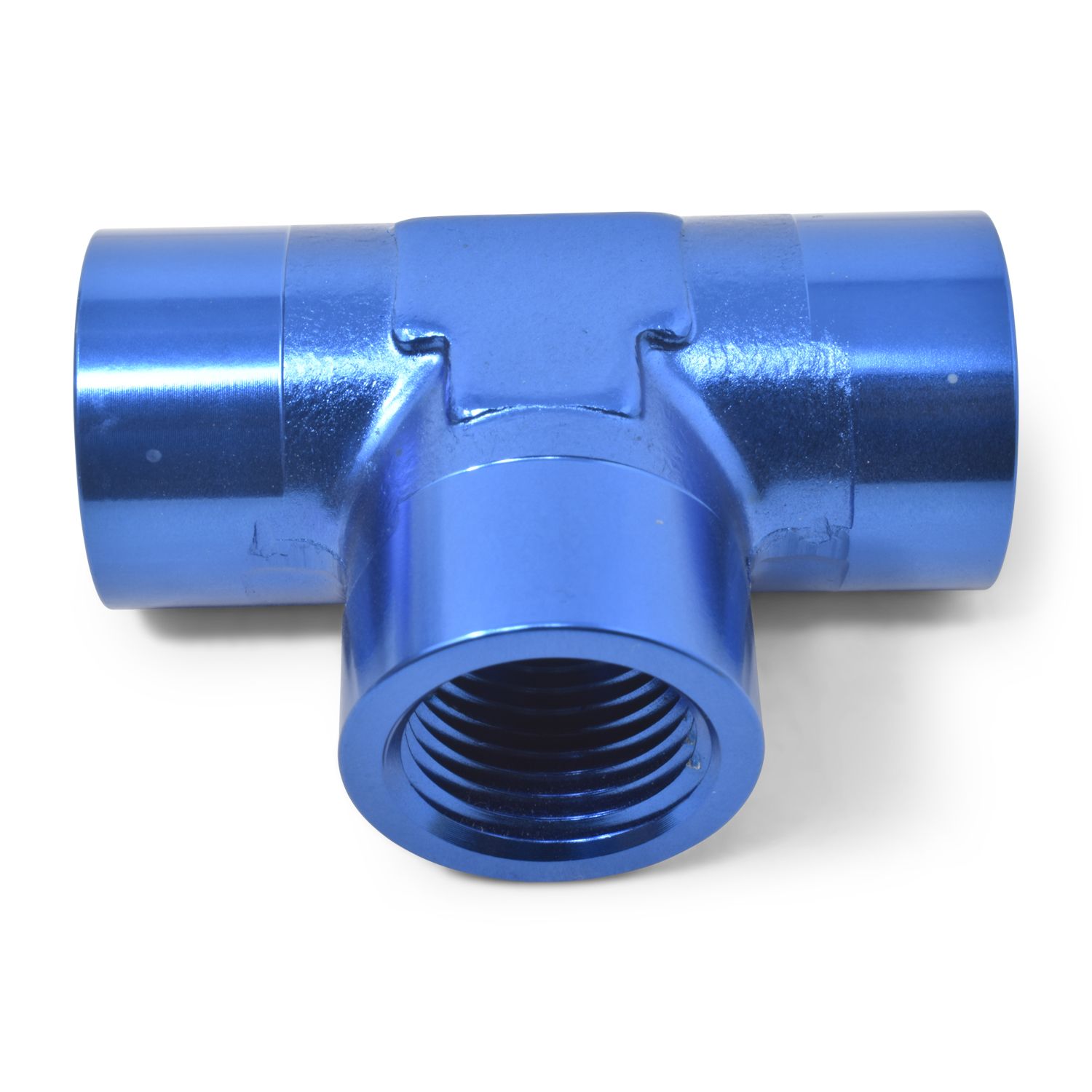 1/8" Female NPT Pipe Tee Adapter Fitting – Blue Finish