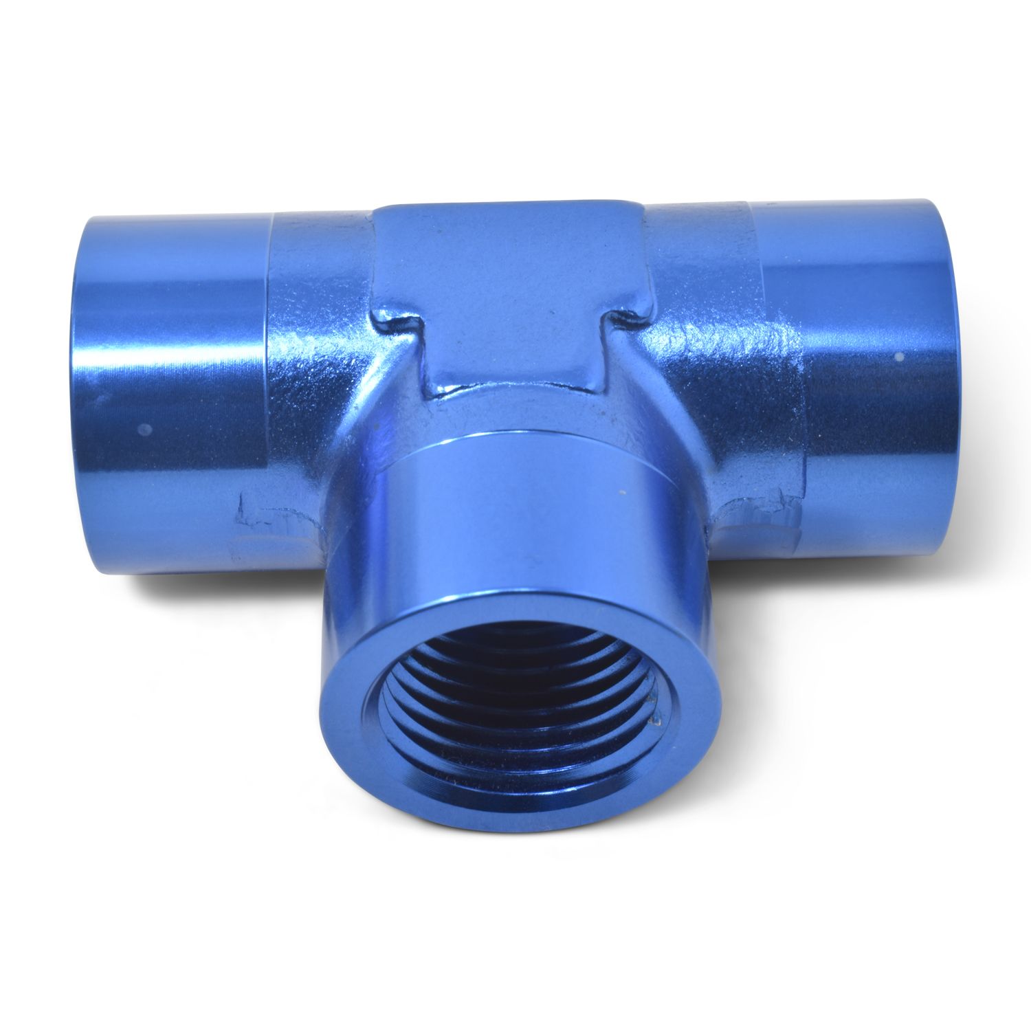 3/8" Female NPT Pipe Tee Adapter Fitting – Blue Finish