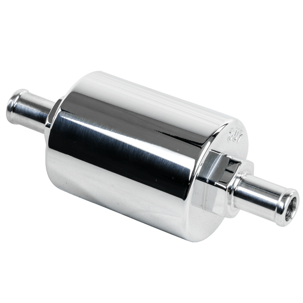 Billet In-Line Fuel Filter – 3/8" Hose Barb, Polished