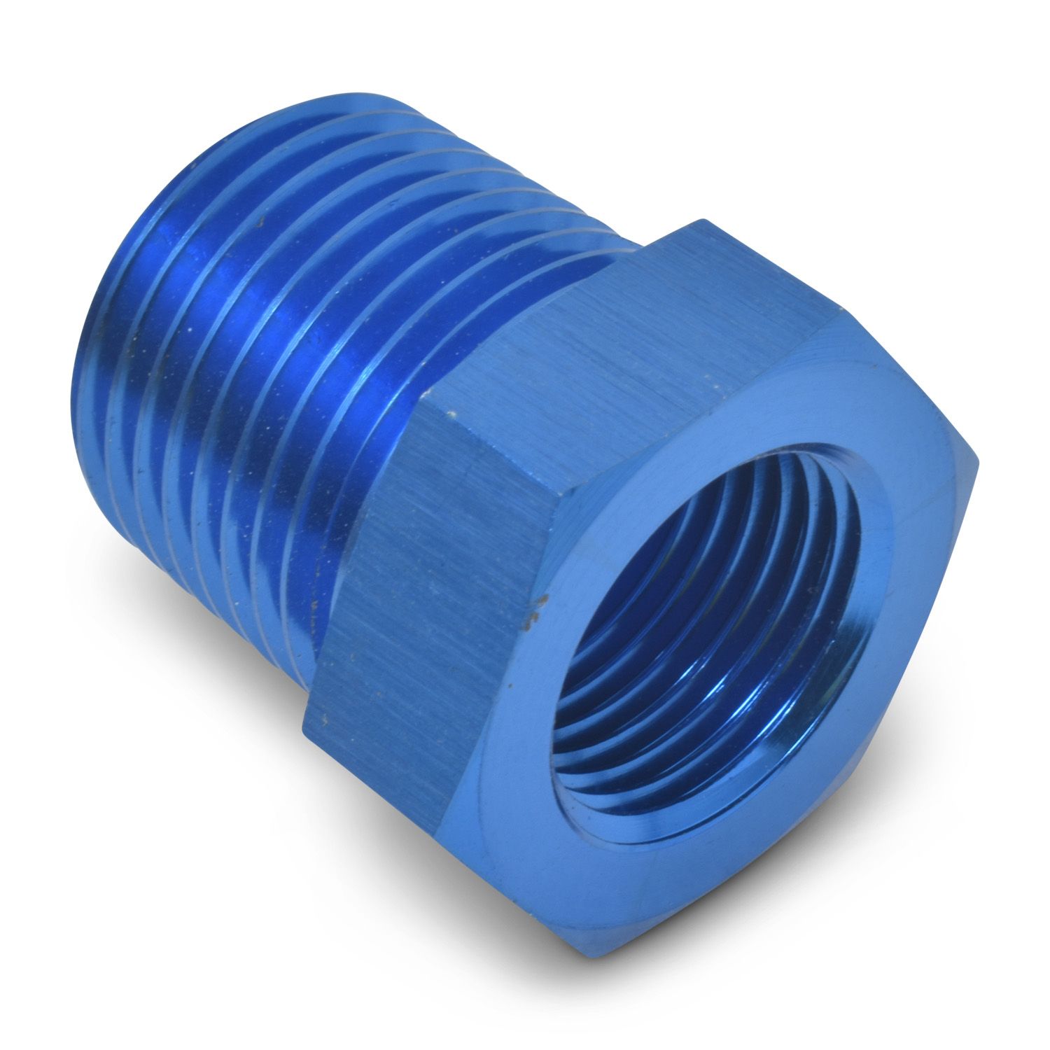 3/8" Male To 1/8" Female Pipe Bushing Reducer Adapter Fitting – Blue Finish