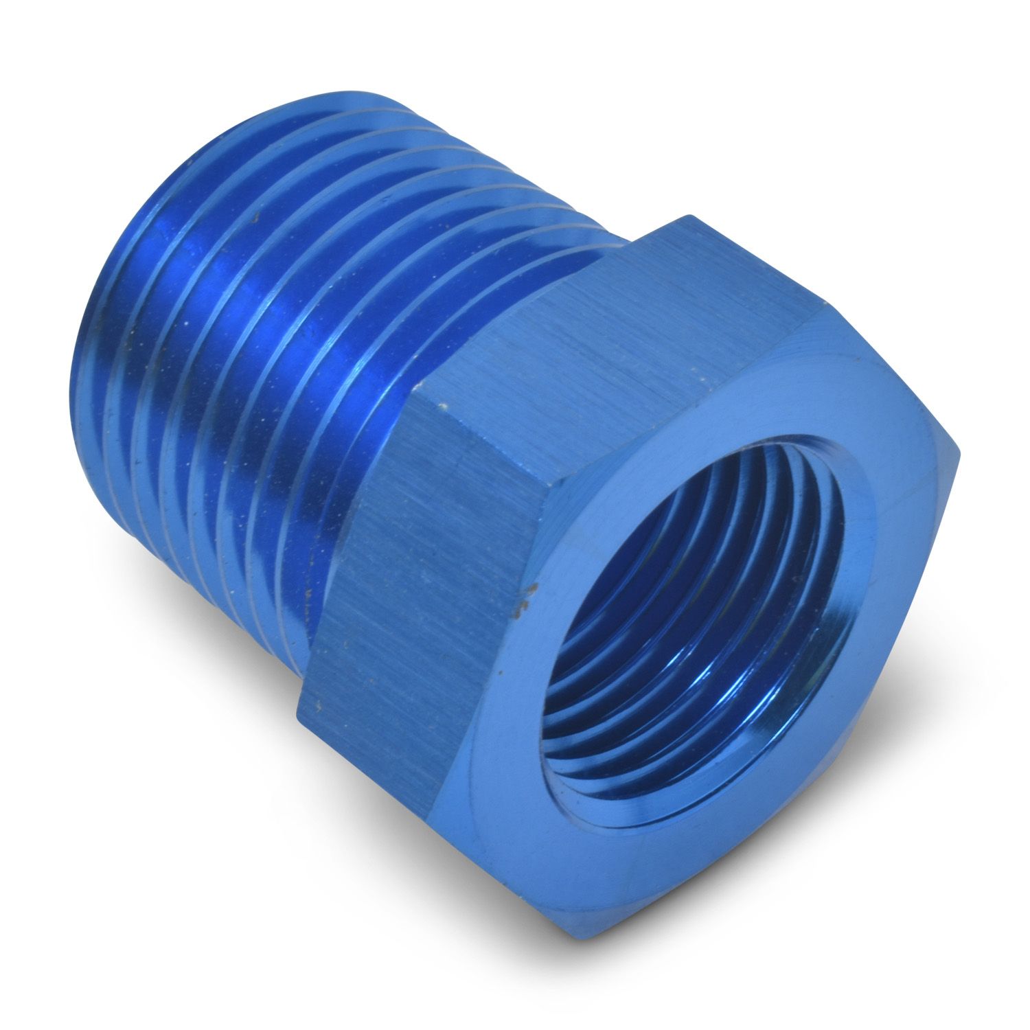 1/4" Male To 1/8" Female Pipe Bushing Reducer Adapter Fitting – Blue Finish
