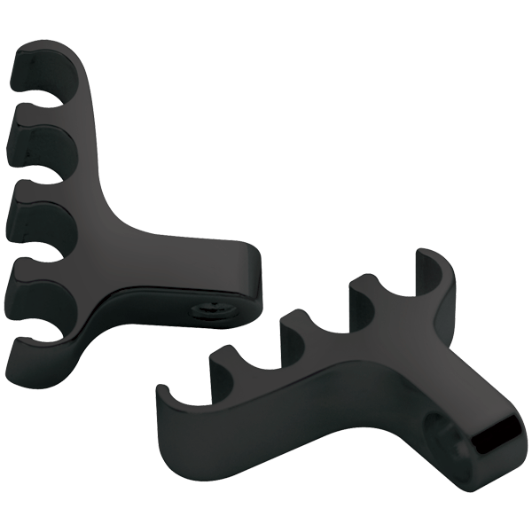 Plug Wire Separators for 8.5mm Wires – 4 Wire Valve Cover Mount, Black Anodized (Sold in Pairs)