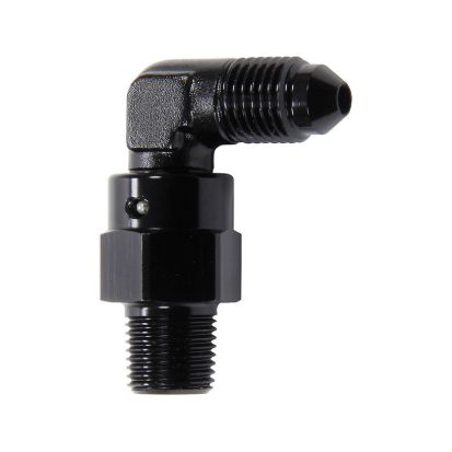 90 Degree Swivel Adapter Fitting, -3 AN to 1/8" NPT – Black