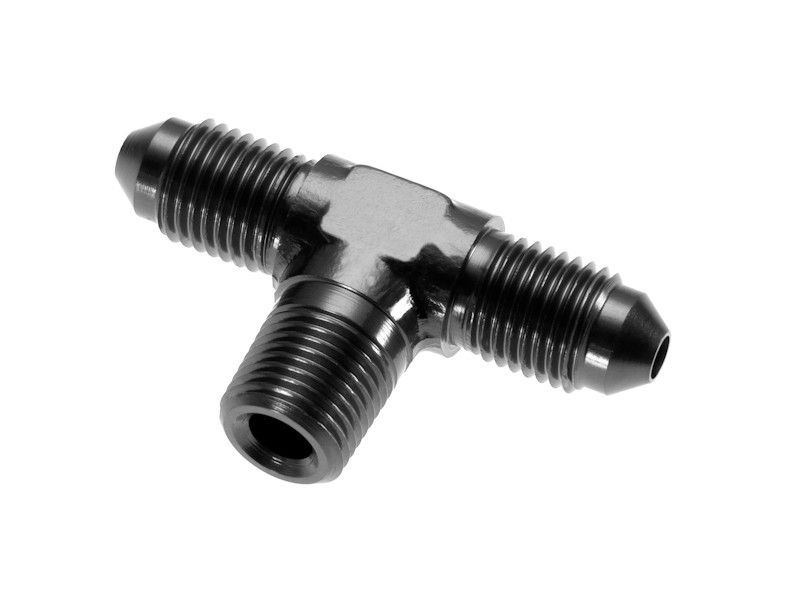 -03 AN Tee with 1/8" NPT Male Branch, Black
