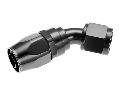 -06 45 Degree Swivel-Seal Female Aluminum Hose End, Black