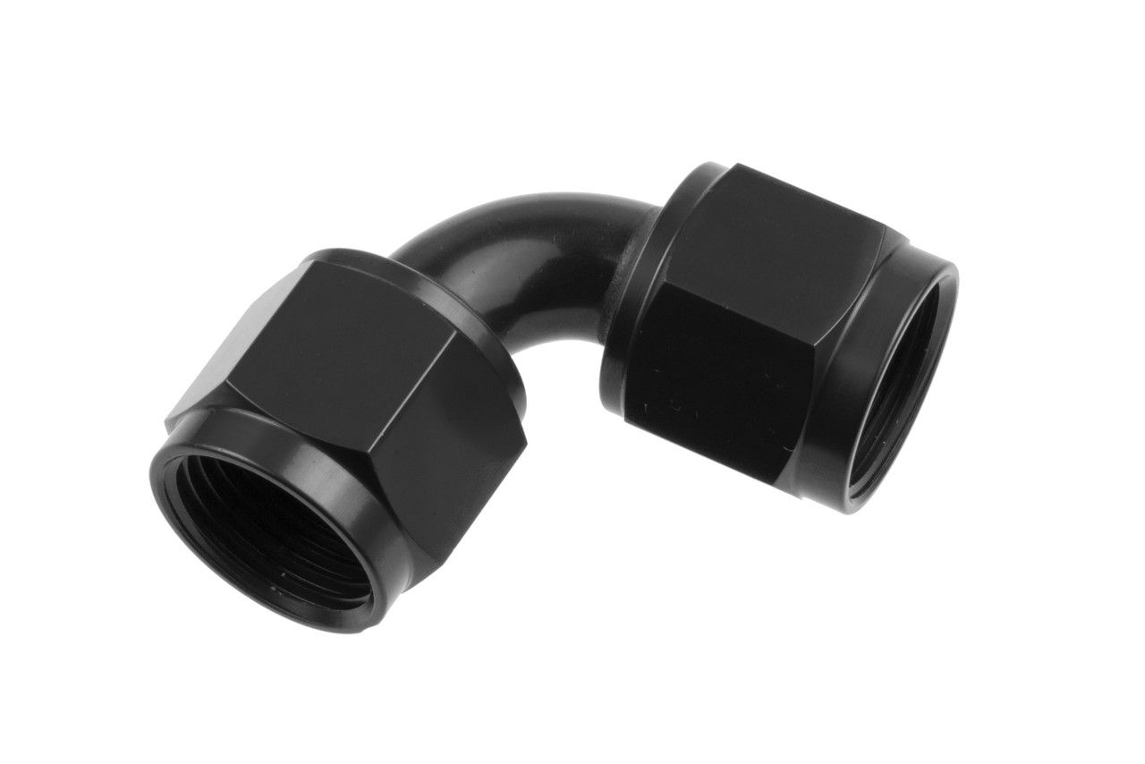 -06 AN 90 Degree Female-to-Female Swivel Coupler, Black
