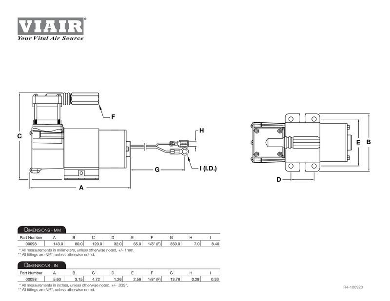 98C Compressor, Viair with lead