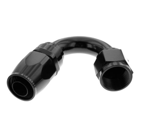 -08 150 Degree Swivel-Seal Female Aluminum Hose End, Black