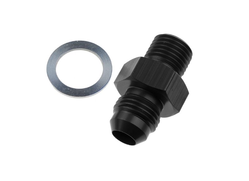 -06 AN Male Flare to 1/4" NPSM Transmission Fitting, Black, 2 Pack