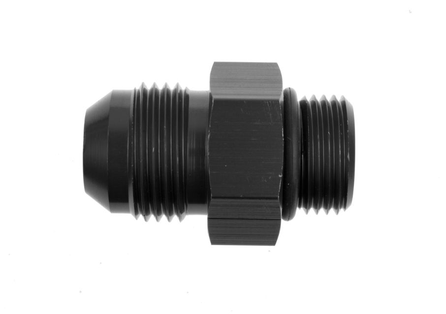 -06 AN Male to -06 O-Ring Port Adapter, High-Flow Radius ORB, Black