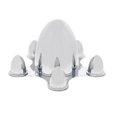 Chrome 5 on 5-1/2" Vintage Spider Wheel Hub Cover Set