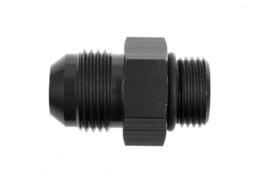 -06 AN Male to -10 O-Ring Port Adapter, High-Flow Radius ORB, Black