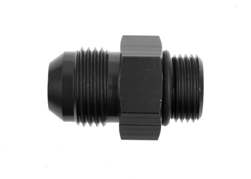 -06 AN Male to -08 O-Ring Port Adapter, High-Flow Radius ORB, Black