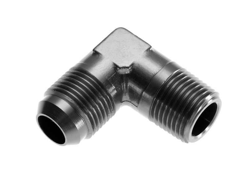 -08 AN 90 Degree Male to 1/4" NPT Male Adapter, Black