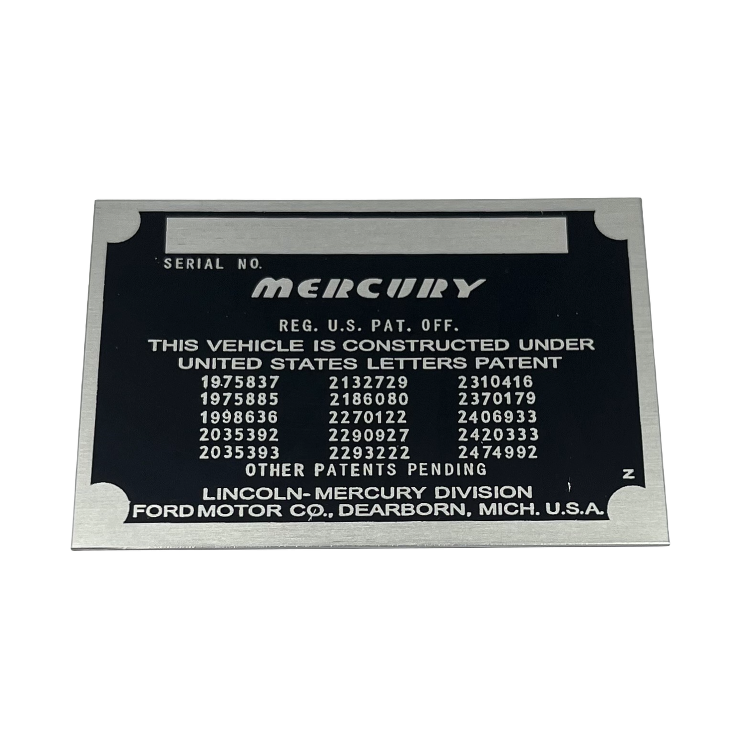 C9 VIN Tag – Mercury (1 Line)