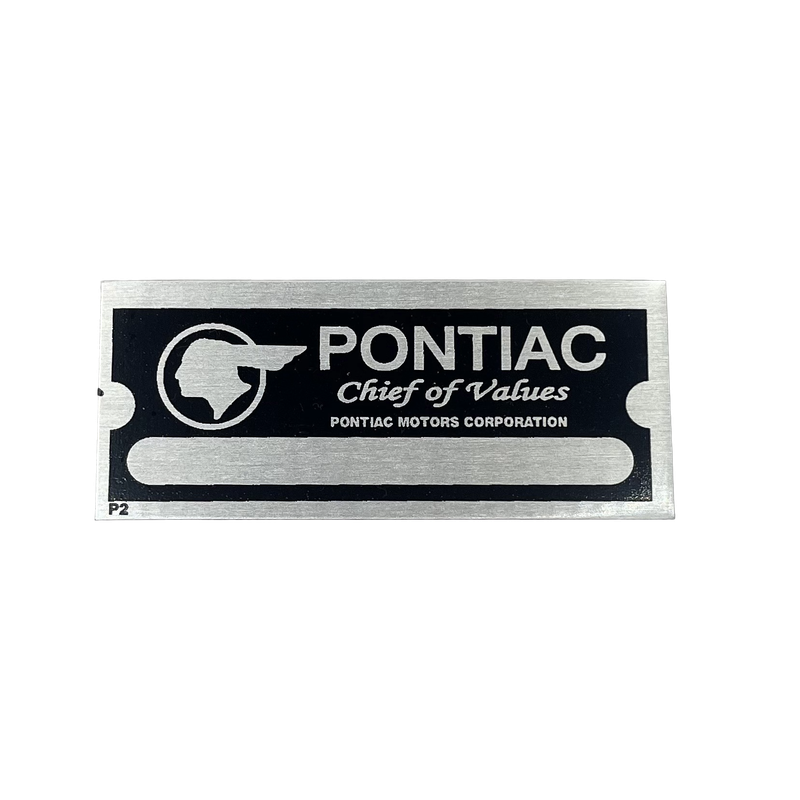 D9 VIN Tag – Pontiac Chief of Values (1 Line)