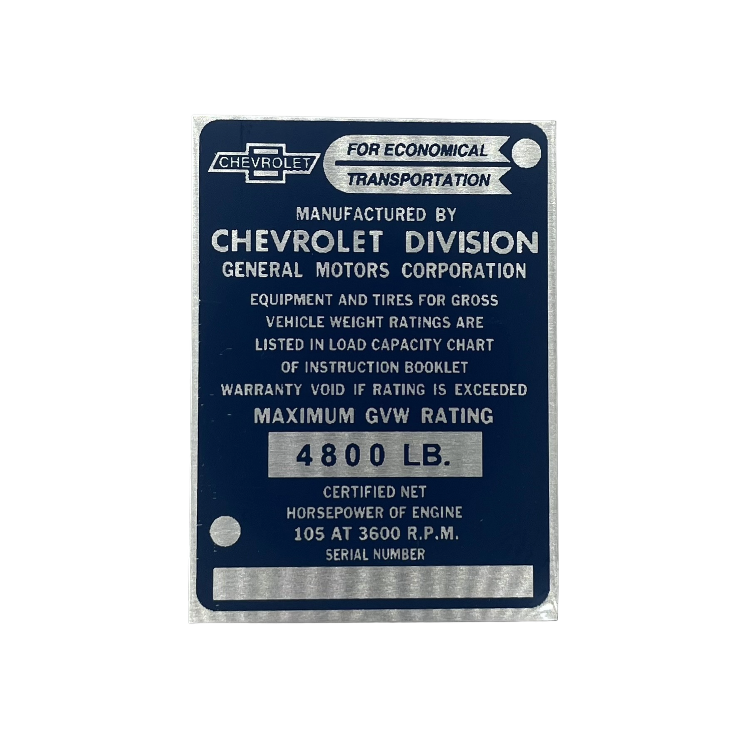 G6 VIN Tag – 1955–59 Chevy Truck