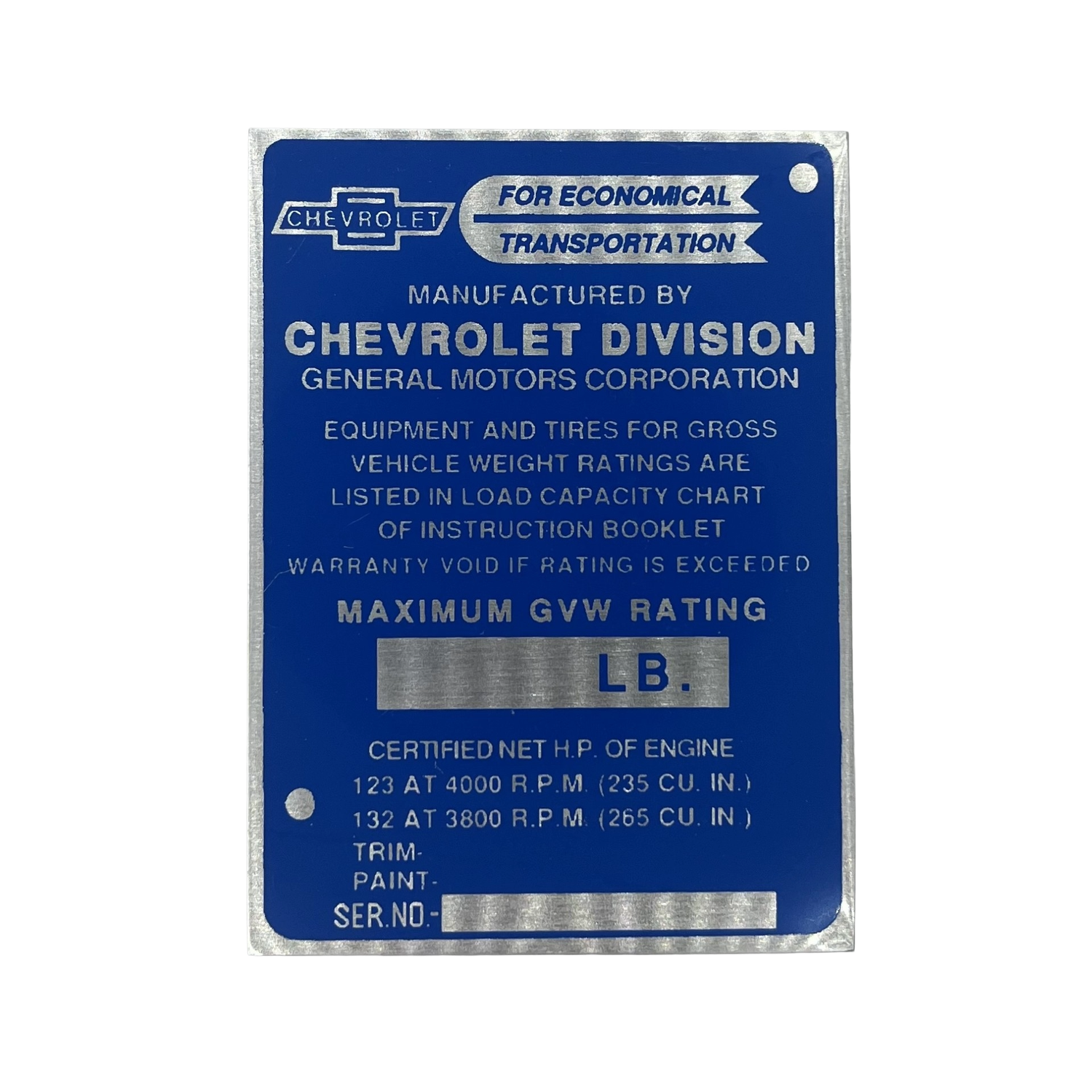 F2 VIN Tag – 1947–50 Chevy Truck