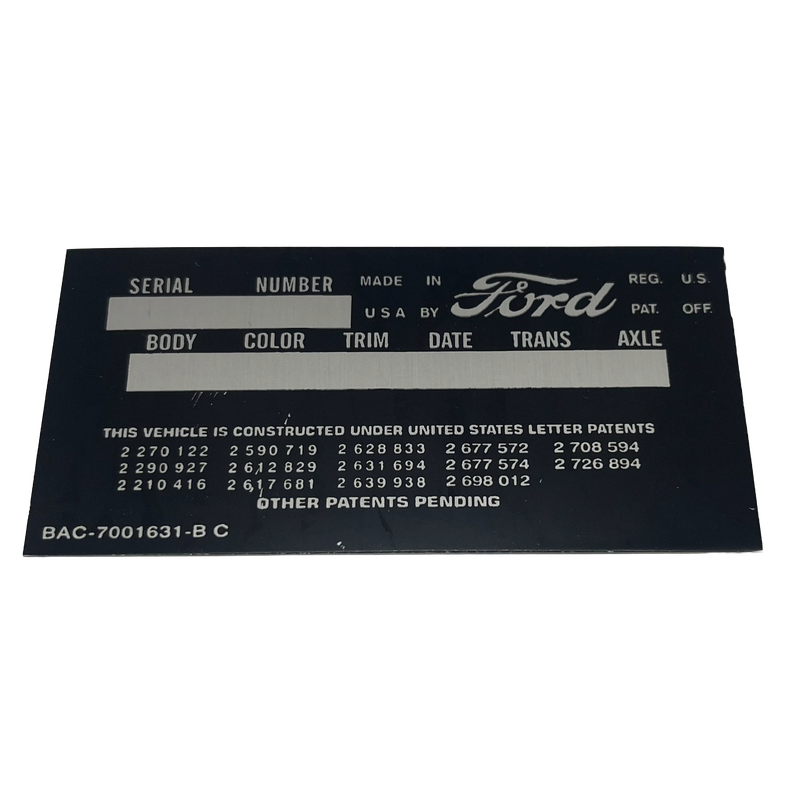 C3 VIN Tag – Ford (2 Lines)