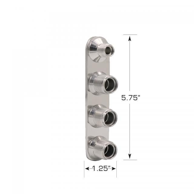 -6 to -10 4-Way A/C &amp; Heater Bulkhead Plate, Polished Aluminum