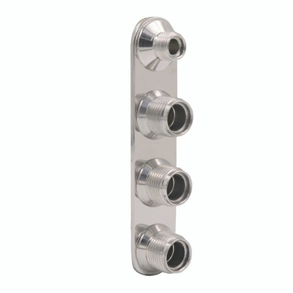 -6 to -10 ORB 4-Way A/C &amp; Heater Bulkhead Plate, Polished Aluminum