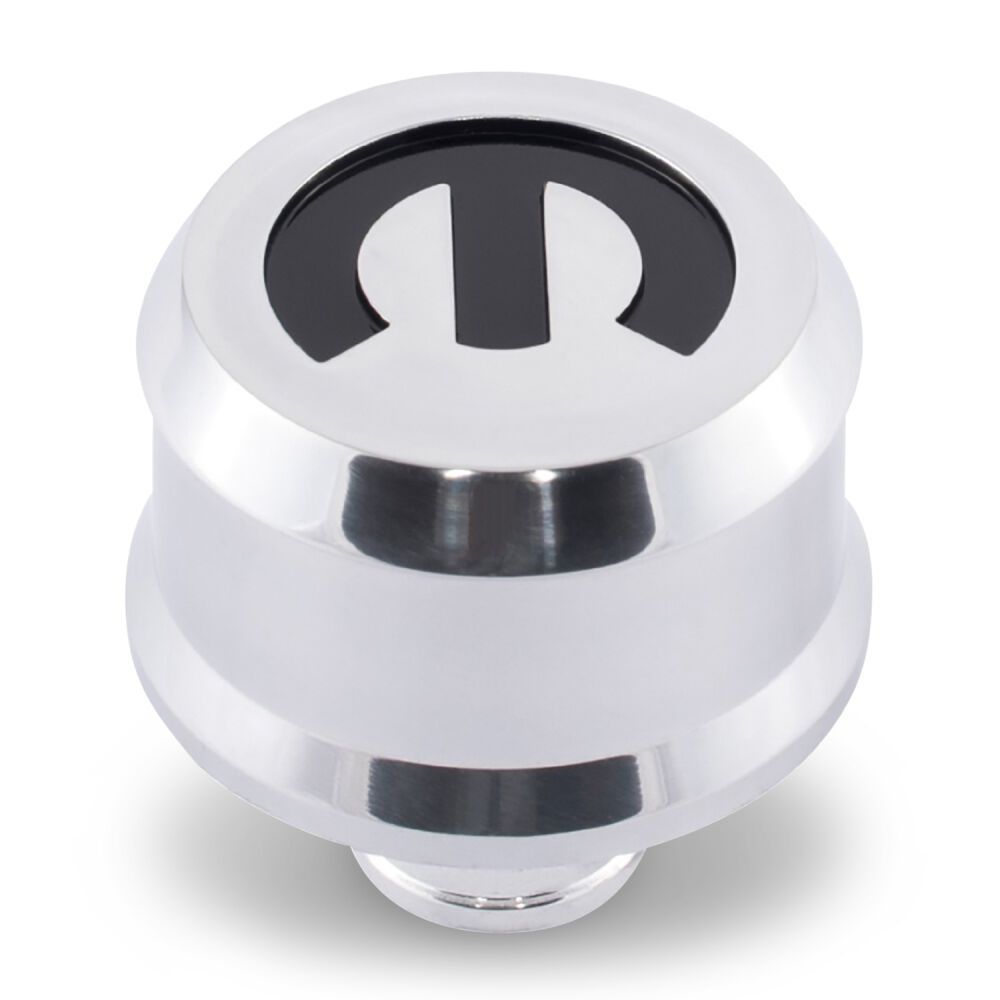 Slant-Edge Aluminum Push-In Breather Cap, Polished, Mopar Emblem