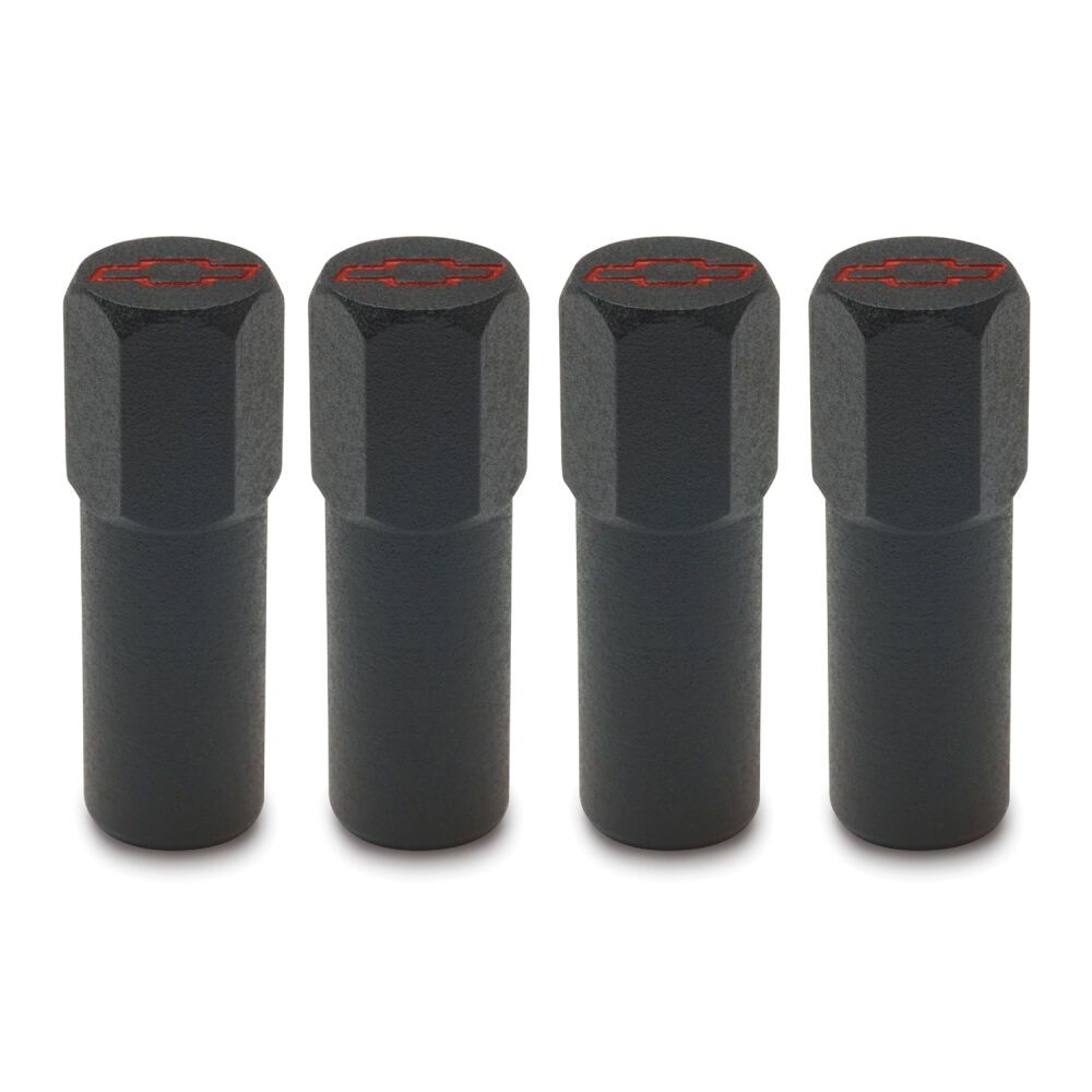 Chevrolet Performance Valve Cover Mini Nuts, Black Crinkle, Bowtie (Set of 4)