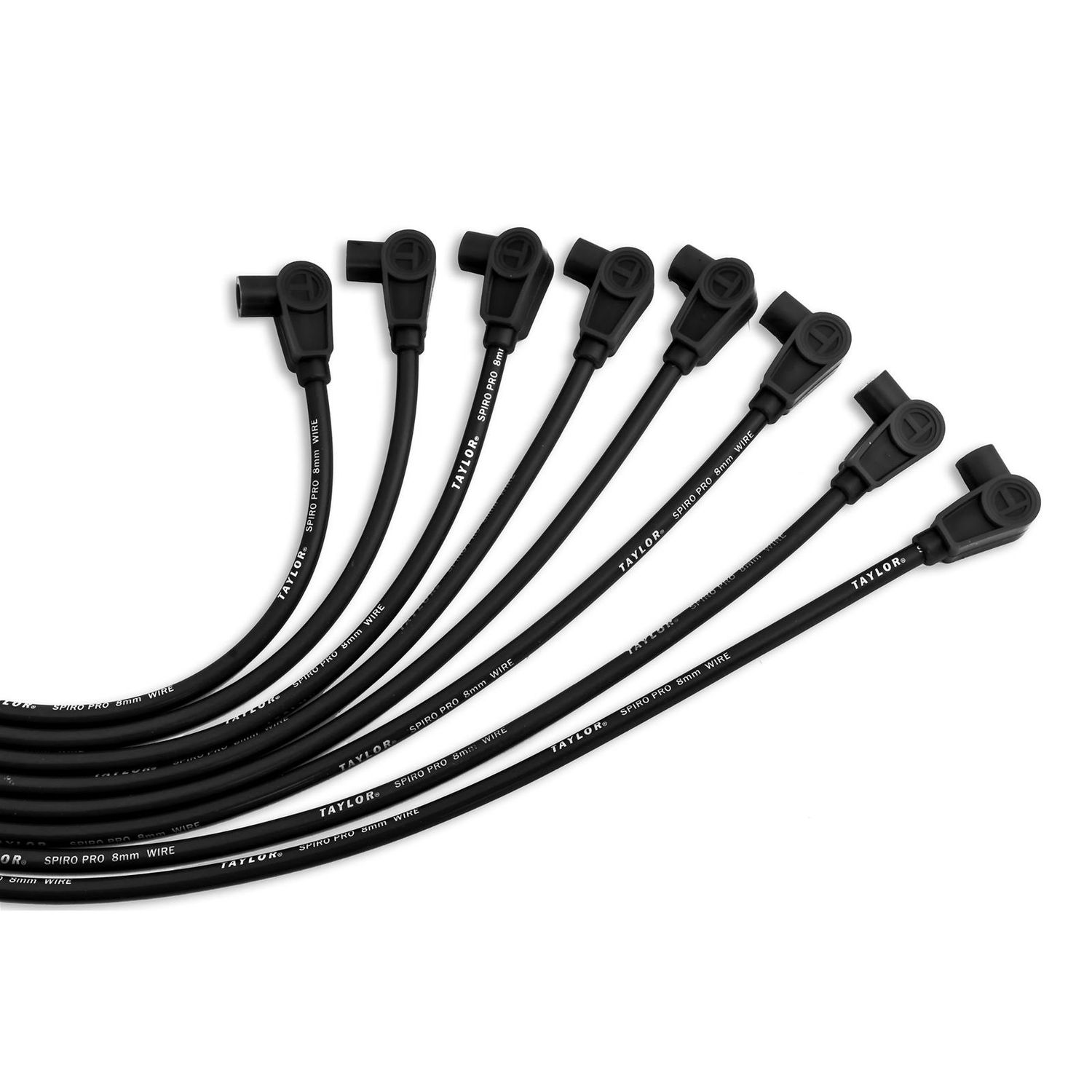 Taylor Spiro-Pro 8mm Spark Plug Wire Set, Black, 135° Boots