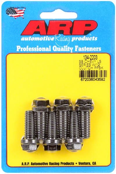 M10 x 1.5 Pressure Plate Bolt Kit, Chromoly, Black, LS 12" Clutch, Set of 6