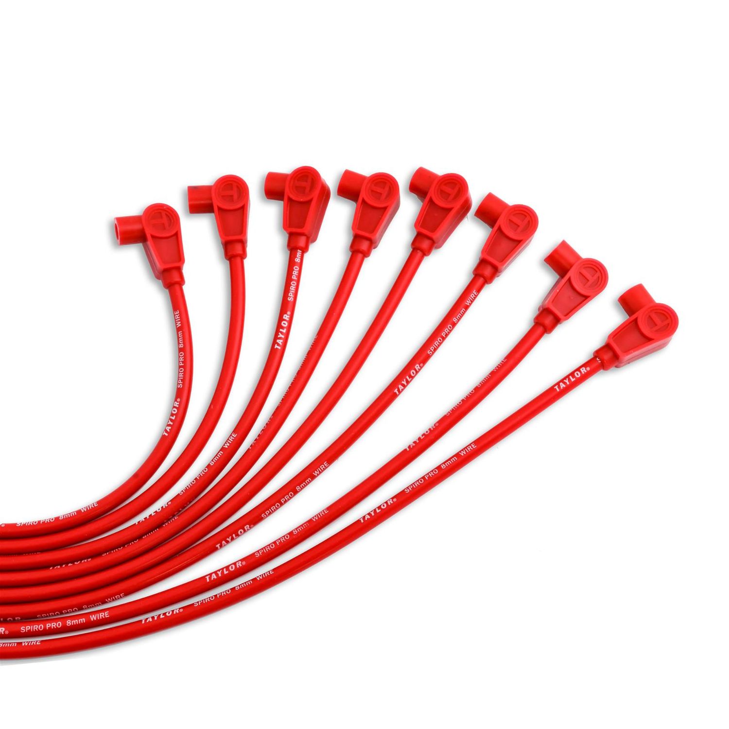 Taylor Spiro-Pro 8mm Spark Plug Wire Set, Red, 90° Boots