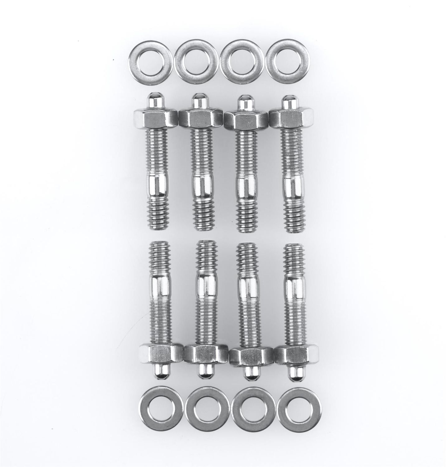 1/4"-20 Stainless Valve Cover Stud Kit, Hex Nuts, Set of 8