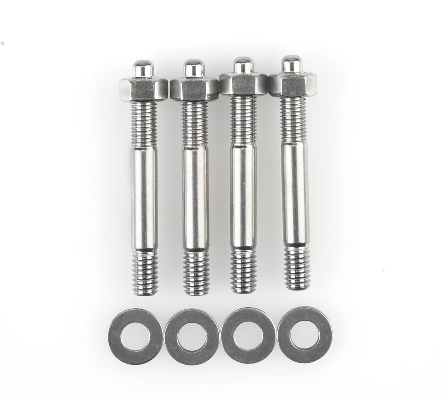 5/16"-18/24 Stainless Carburetor Stud Kit, 2.700" Length, Polished, Set of 4