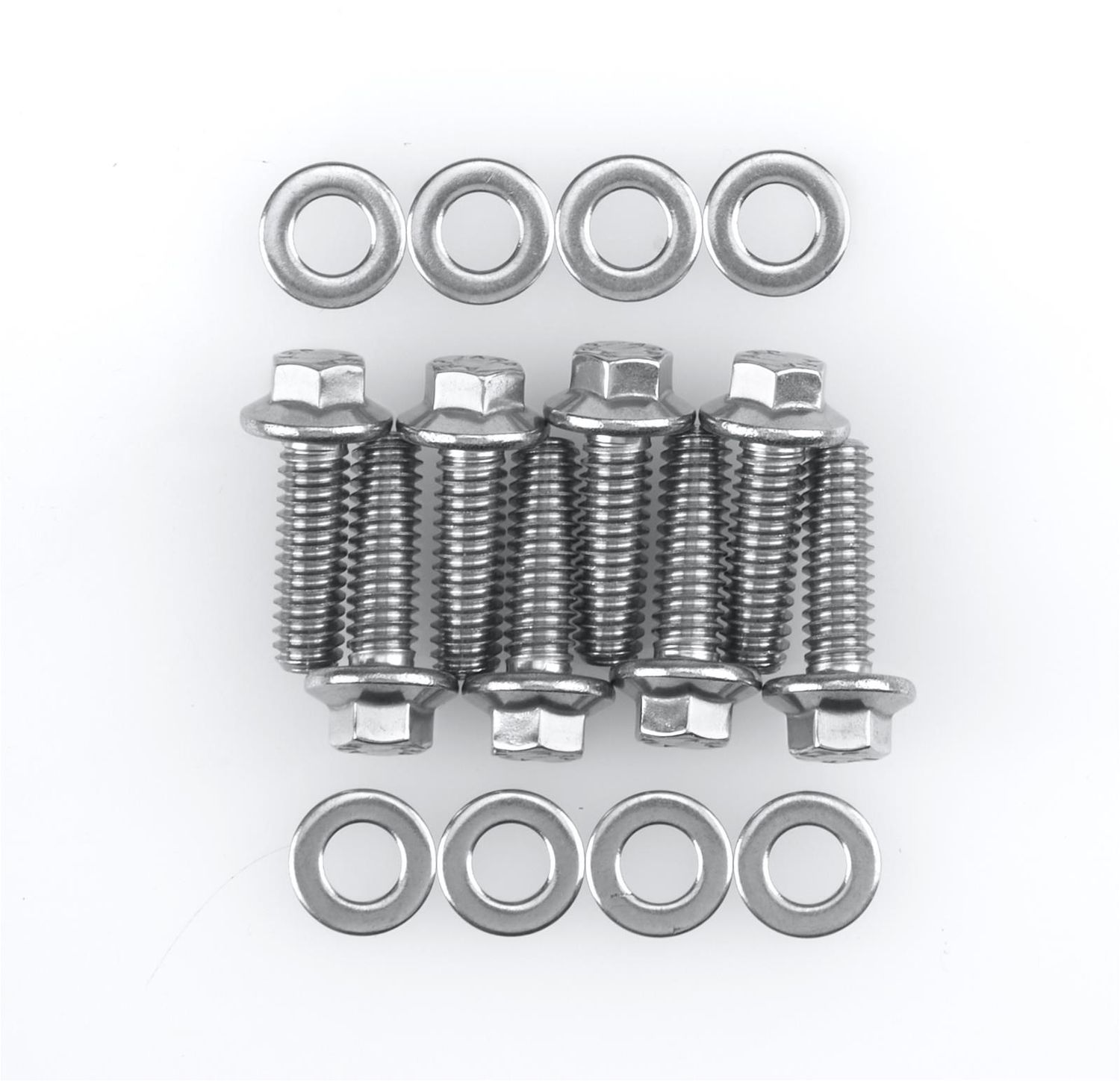 1/4"-20 Stainless Valve Cover Bolt Kit, Hex Head, 0.812" Length, Polished, Set of 8