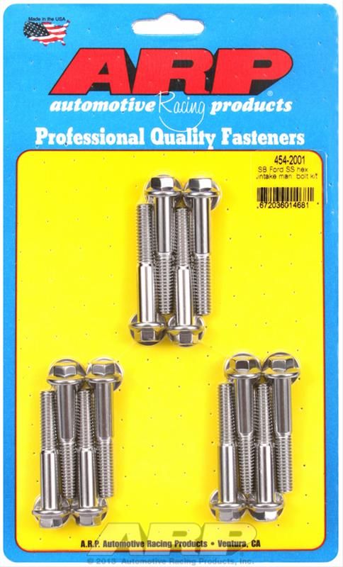 5/16"-18 Stainless Intake Manifold Bolt Kit, 2.000" Length, Polished, Ford 221-302/351W