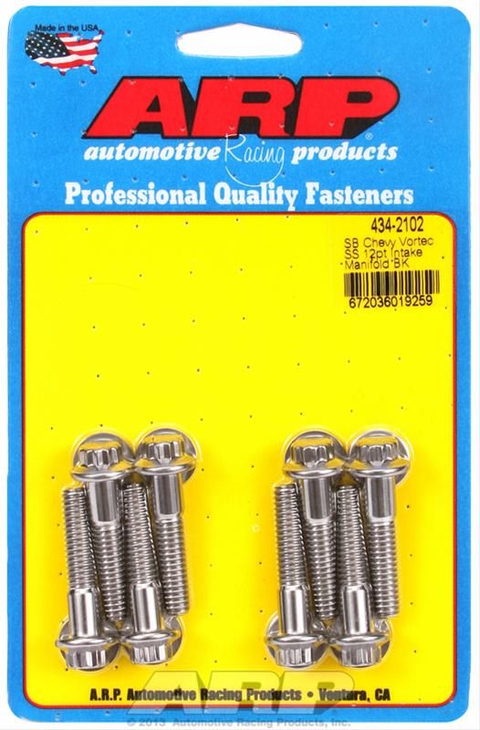 5/16"-18 Stainless Intake Manifold Bolt Kit, 12-Point, Polished, Small Block Chevy Vortec