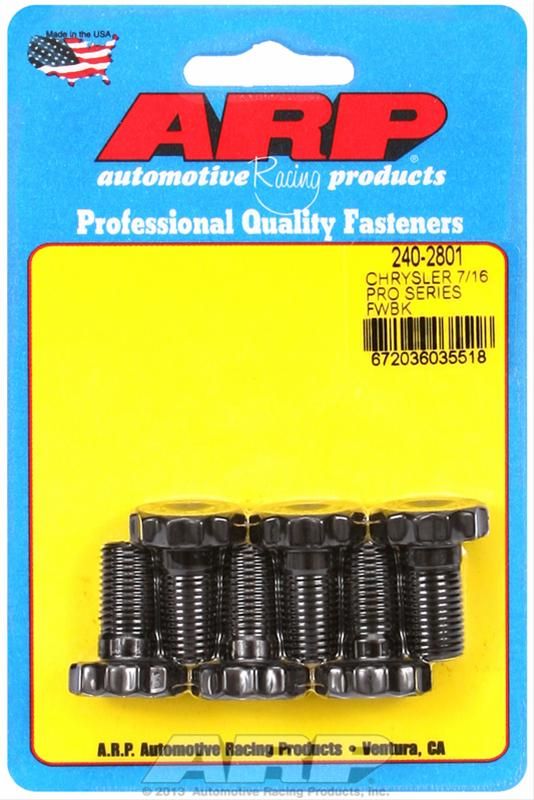 7/16"-20 Pro Series Flywheel Bolt Kit, 12-Point, Black Oxide, Chrysler, Set of 6