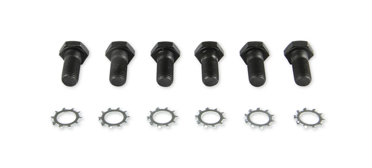 7/16"-20 Flywheel Bolt Kit, Black Oxide, Chevy &amp; Small Block Ford, Set of 6